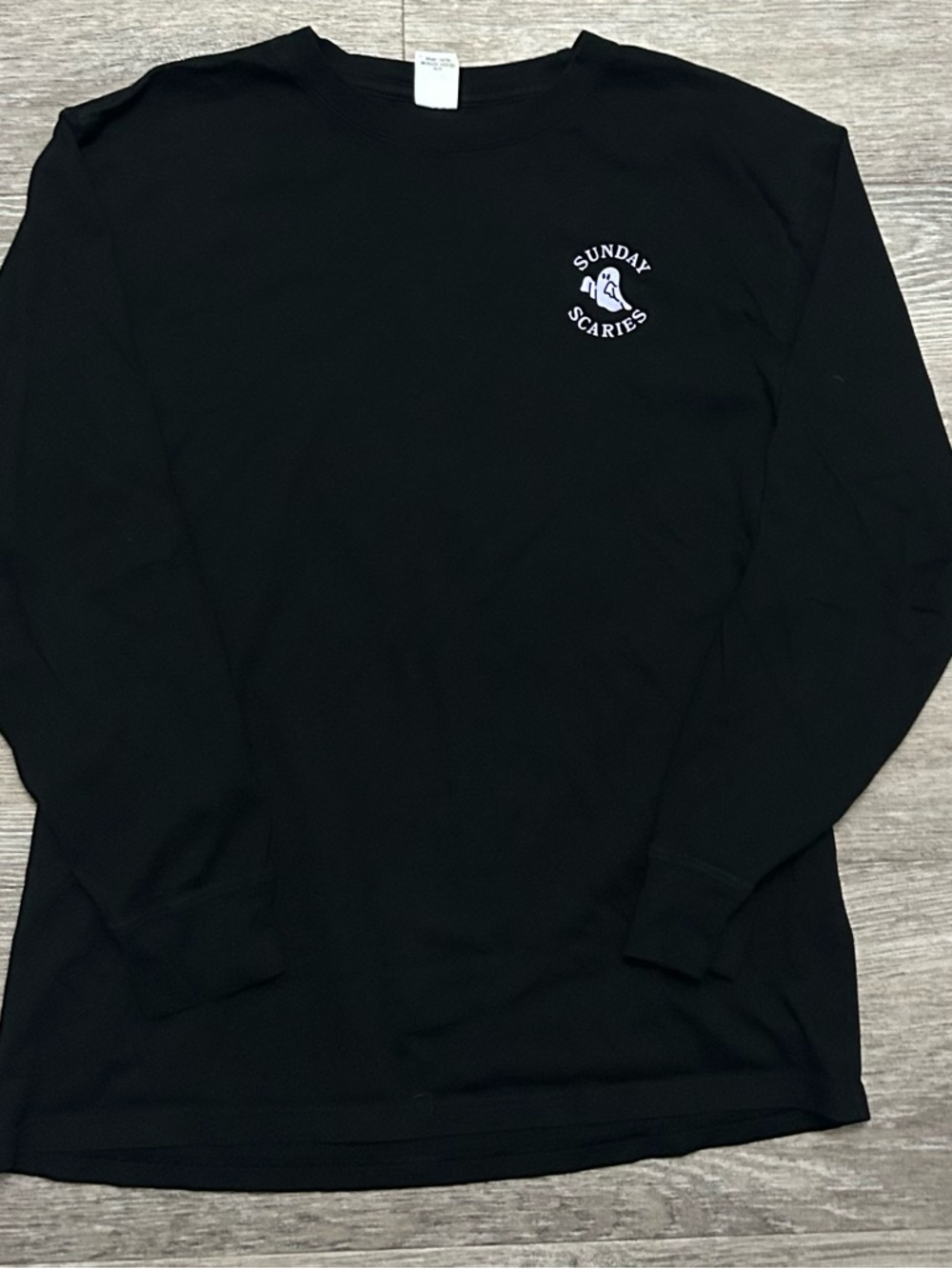 PINK Victoria's Secret Black Long Sleeve Tee with 'Sunday Scaries' Chest Graphic